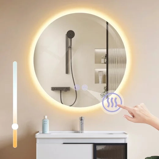 ZMH Specchio da bagno rotondo da 50cm con illuminazione LED touch e sbrinamento