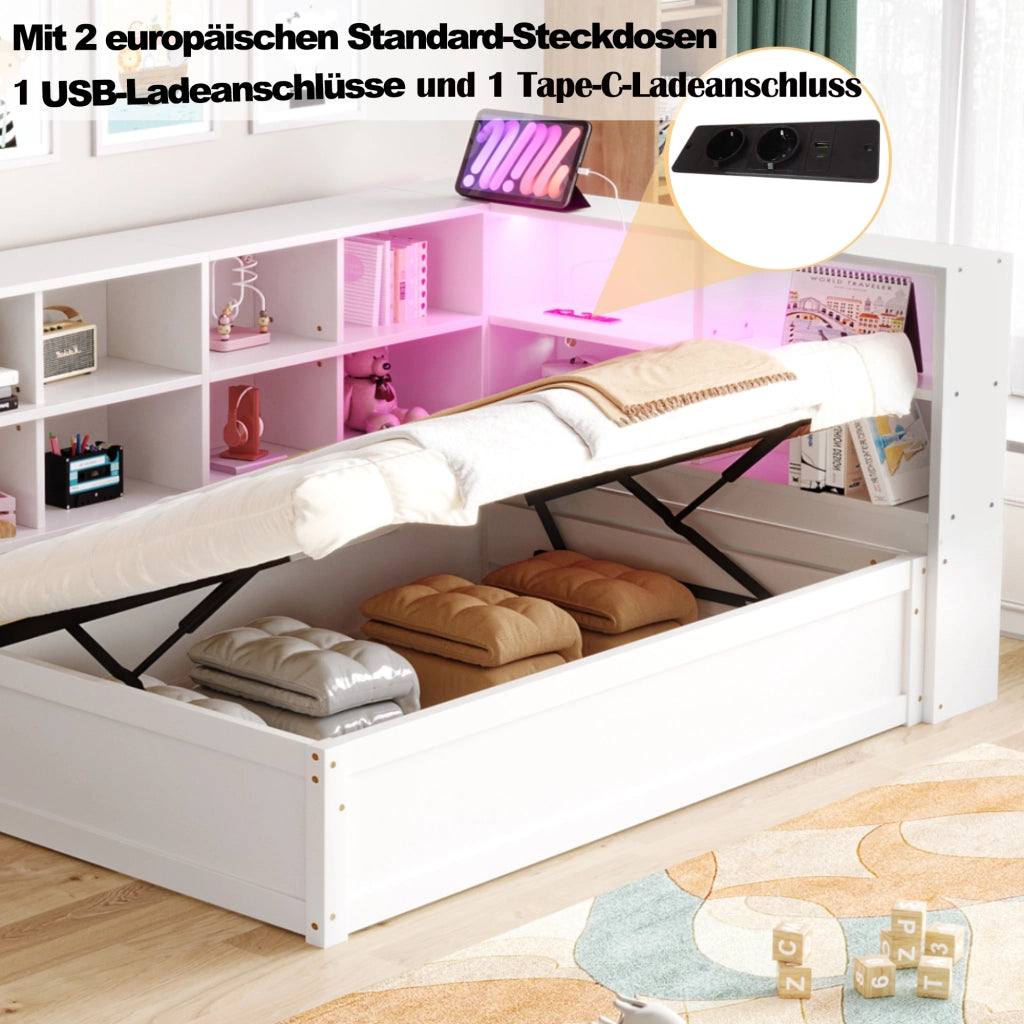 Letto sofa multifunzione legno bianco 90x200 cm