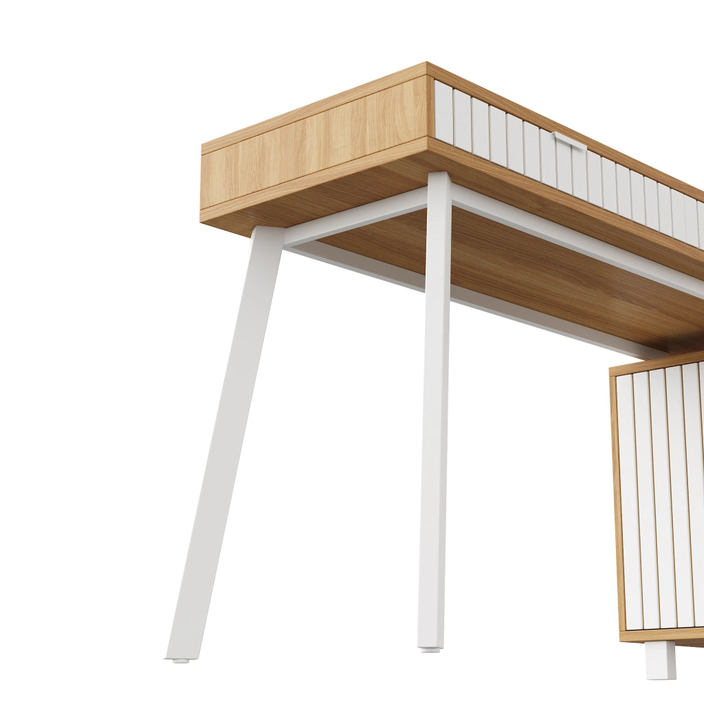 Scrivania Angolare con Cassetti ¨C MINIMAL ¨C Legno e Metallo, 140x120x76.5cm