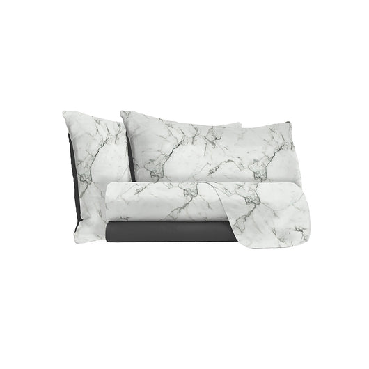 Set Lenzuola 1 Piazza e Mezzo Sopra Sotto e Federe in Microfibra Marble