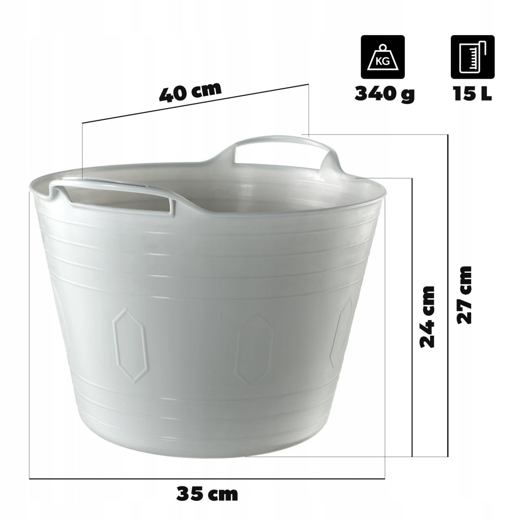 Bacinella per bucato KADAX, bacinella rotonda in plastica, vasca flessibile, 15 litri, grigia