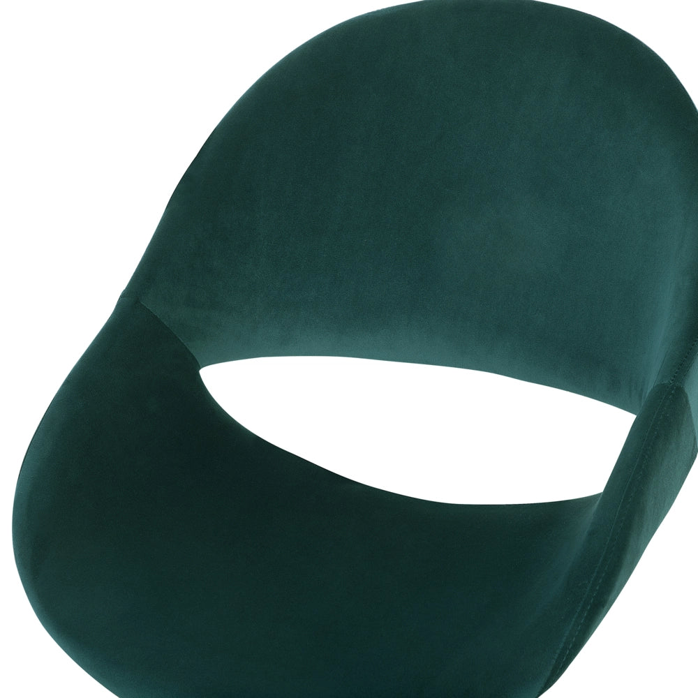 Sedia da Ufficio Girevole Verde con Base Argento Rivestimento in Velluto Regolabile in Altezza
