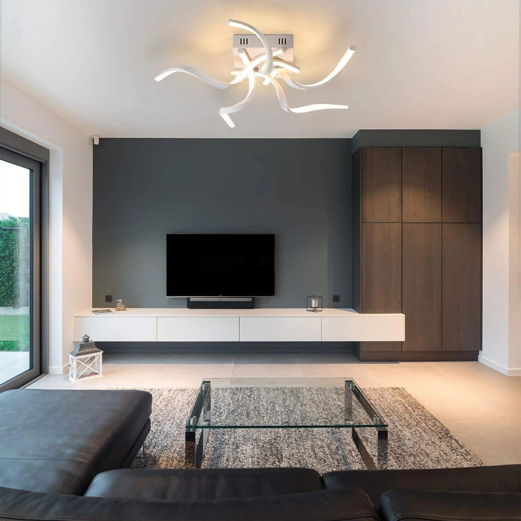 ZMH Lampada da soffitto plafoniera LED moderna 65cm forma onda telecomando per soggiorno