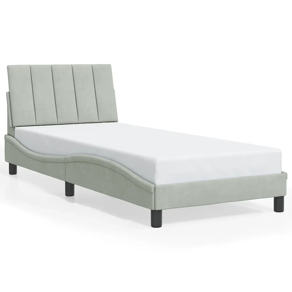 Giroletto senza Materasso Hanko Grigio Chiaro 90x200 cm Velluto