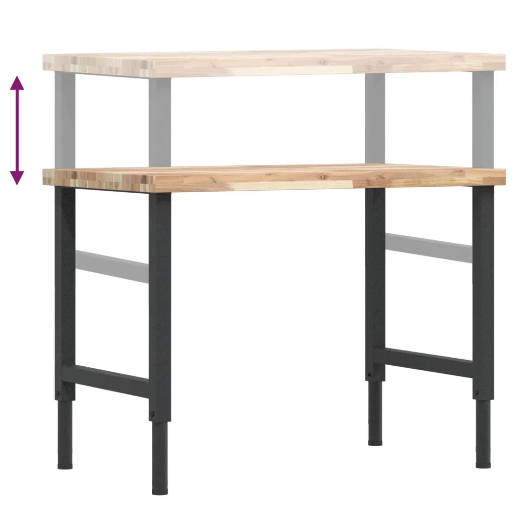 vidaXL Banco Lavoro 100x60x(73-99,5) cm Legno di Acacia Rettangolare