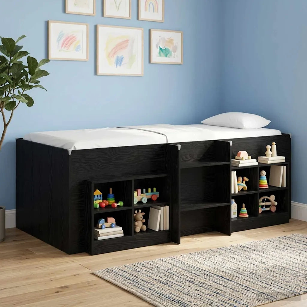 Letto Alto per Bambini 2 pcs Rovere Nero 193 x 96,1 x 68,5 cm