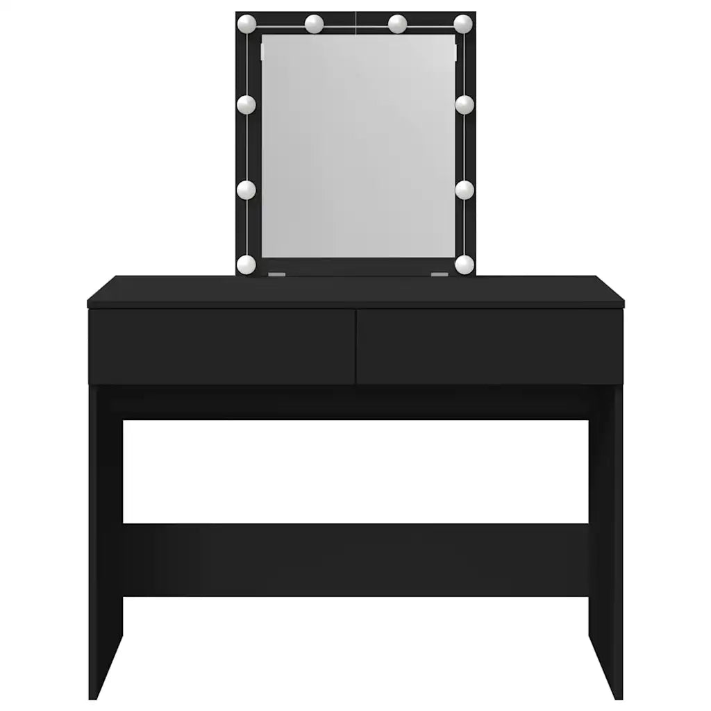 Toeletta | Tavolo da Trucco con LED Nero 100x40x130 cm