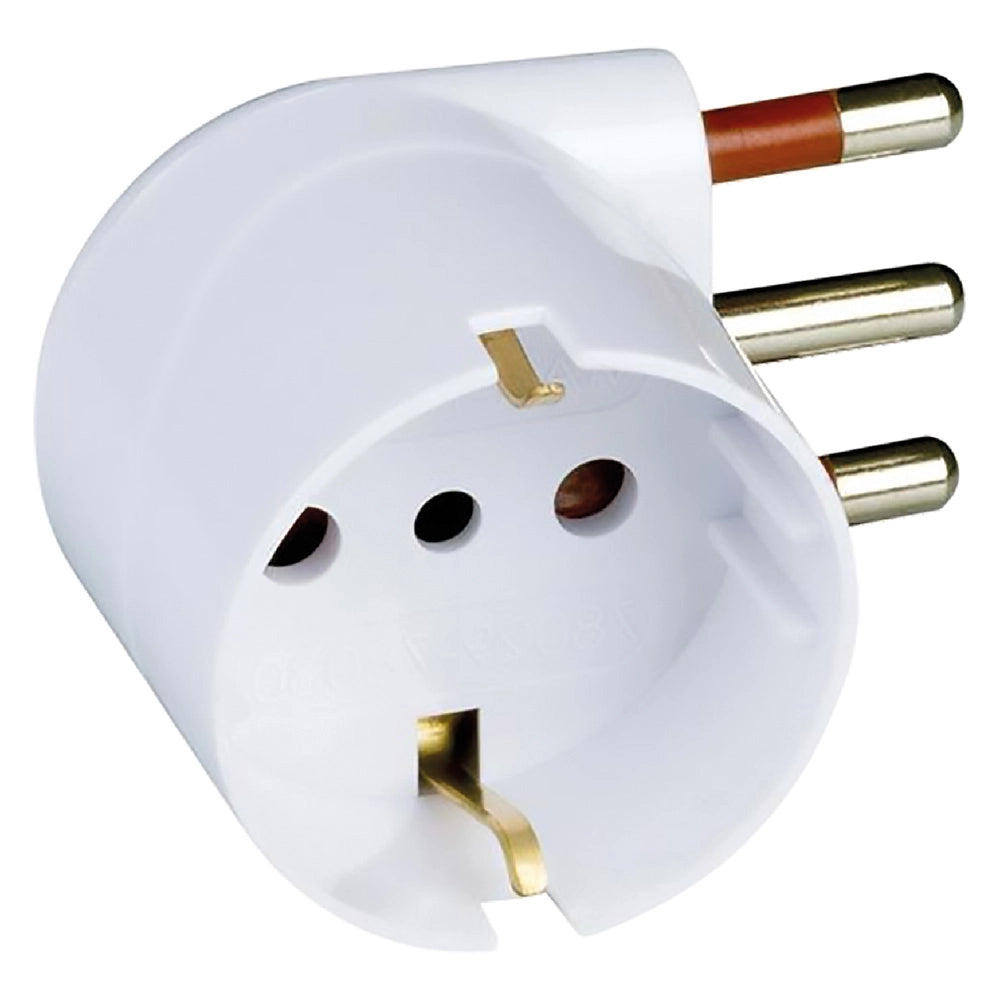 ADATTATORE SINGOLO SPINA 90  ° 'SALVASPAZIO' spina 2P + T 10A  - ROSI