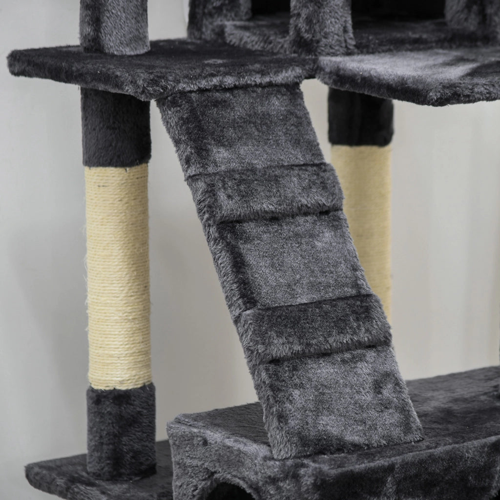 Albero per Gatti con Tiragraffi e Cuscini ¨C Zephmum ¨C Grigio Scuro 49x49x173 cm