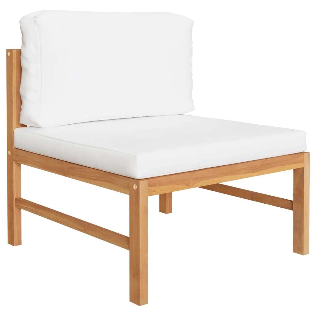 Salotto da Giardino-Set Divani Giardino 3 pz Cuscini Crema in Legno di Teak