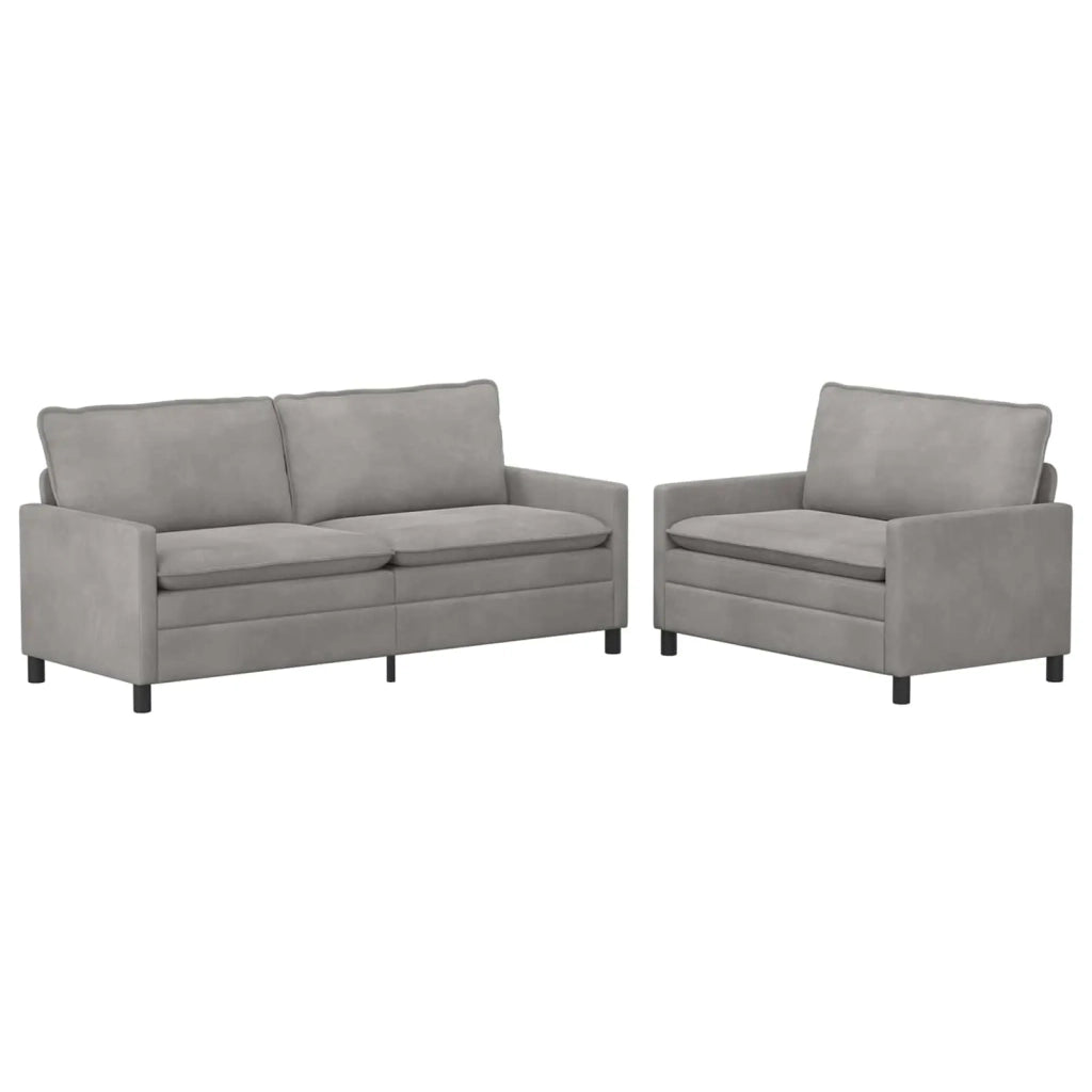 Set di divani 2 pcs Grigio Chiaro Velluto