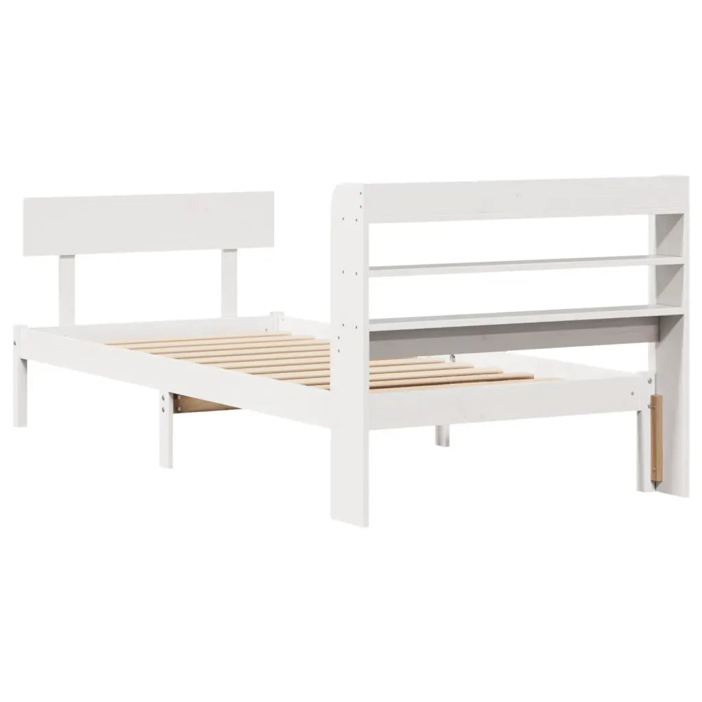 Letto singolo | Letto per adulti | Giroletto senza Materasso Bianco 100x200 cm Legno Massello Pino