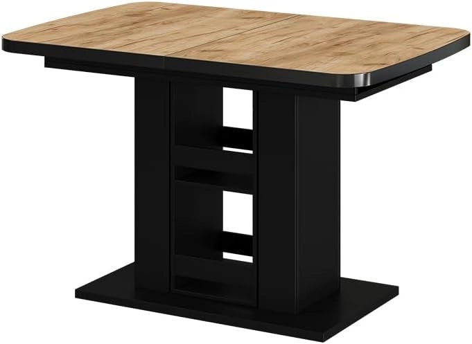 tavolo da pranzo allungabile Fenaro, Rovere Goldkraft/nero, 120 x 80 cm, allungabile con estrazione sincronizzata per lunghezza tavolo variabile