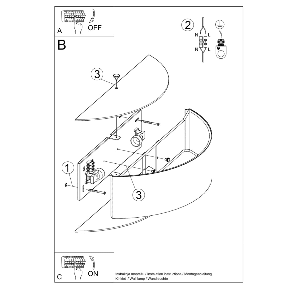 Lampada da parete SKALA BLACK