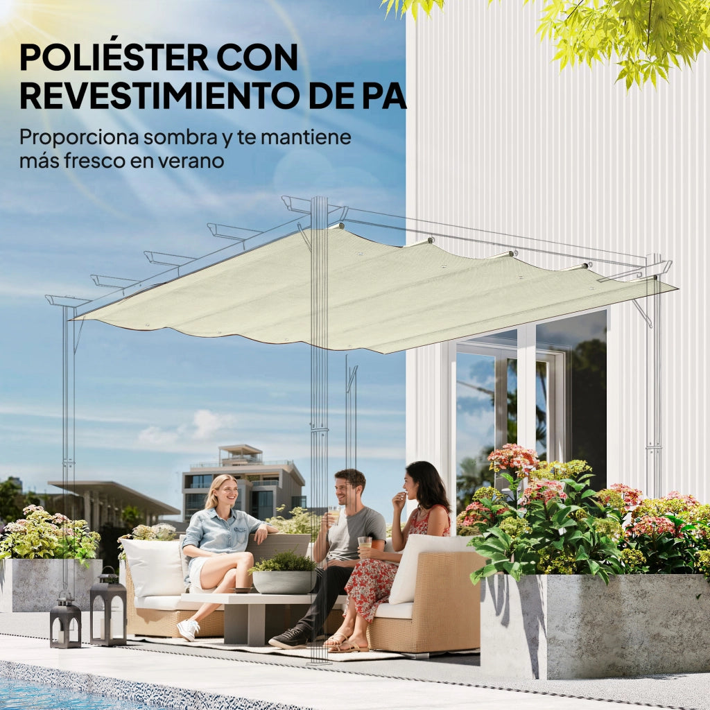 Toldo Retrattile 3x2,5 m per Pergola ¨C Zephmum ¨C Crema