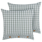 Set di 2 cuscini decorativi verde e bianco con motivo a scacchi quadrato con bottoni 45 x 45 cm soggiorno camera da letto