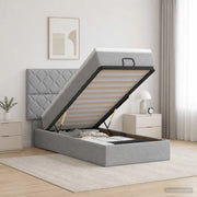 Letto ottomano con materasso Grigio Chiaro 90 x 200 cm Tessuto 3457542