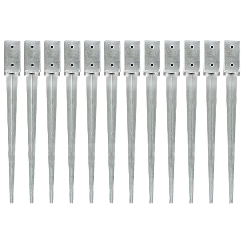 Picchetti di Terra 12 pz Argento 7x7x75 cm Acciaio Galvanizzato