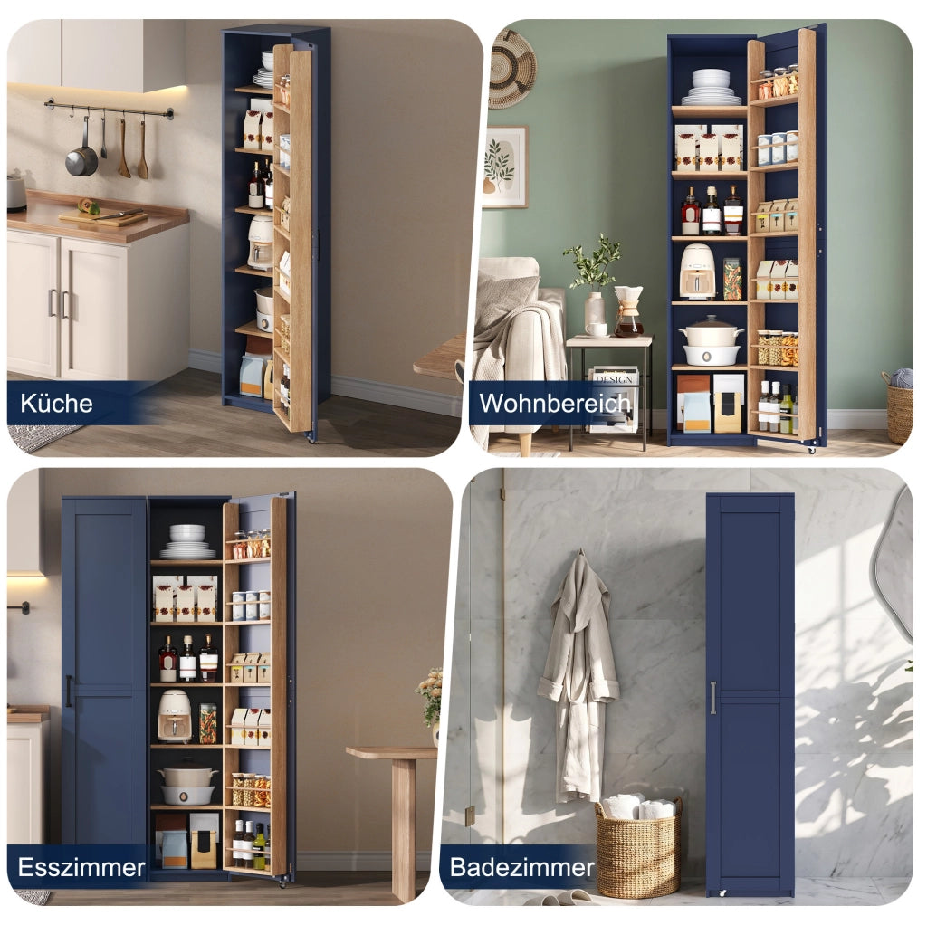 Armadio alto salvaspazio blu in MDF 40 x 40 x 183 cm