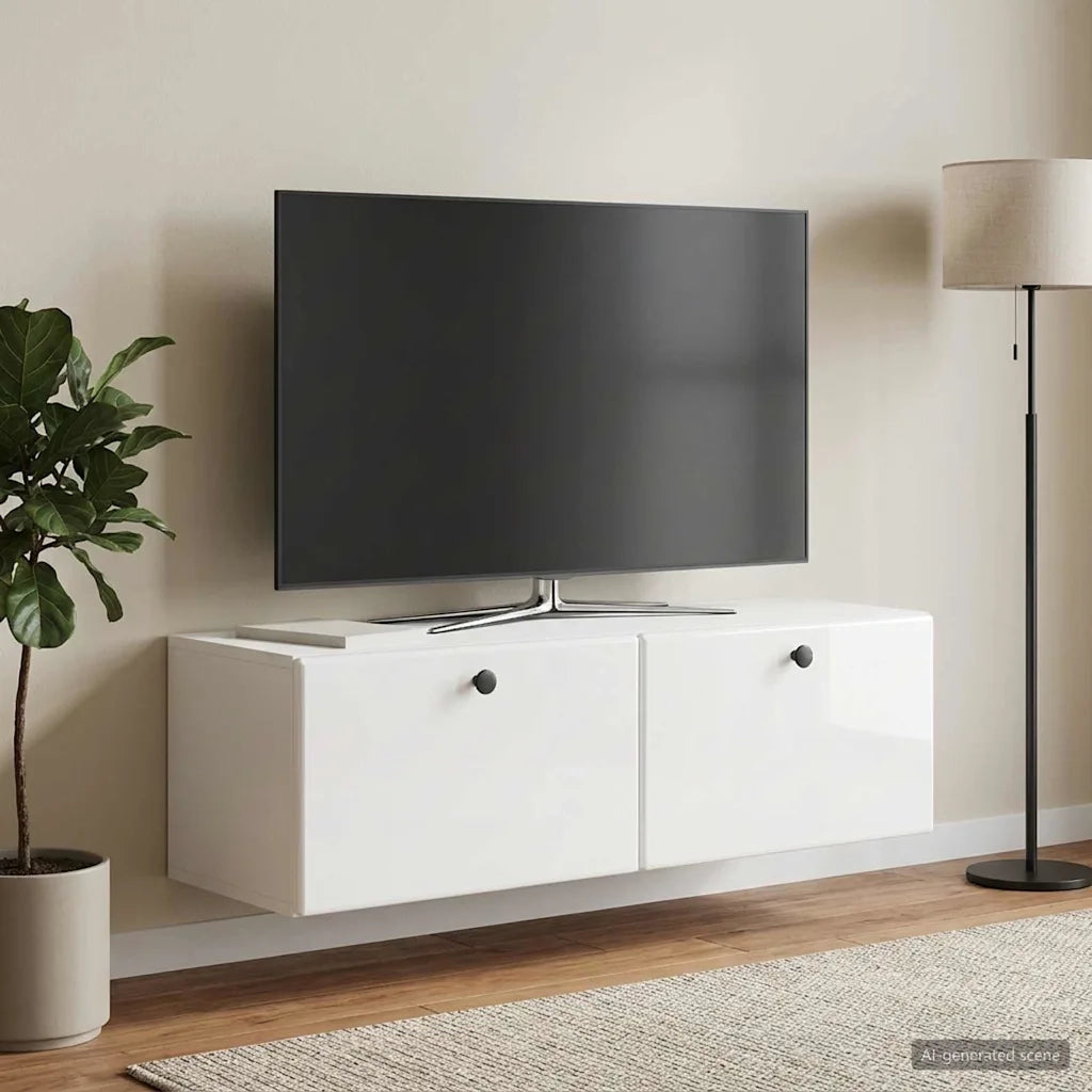 Mobile Porta TV da Muro 98 x 31 x 30 cm Bianco Lucido 899239