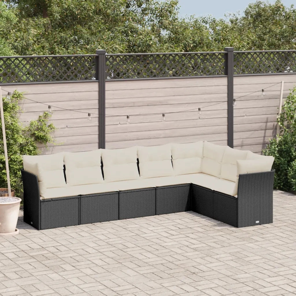 Set Divani da Giardino con Cuscini 7pz Nero Polyrattan 3249575