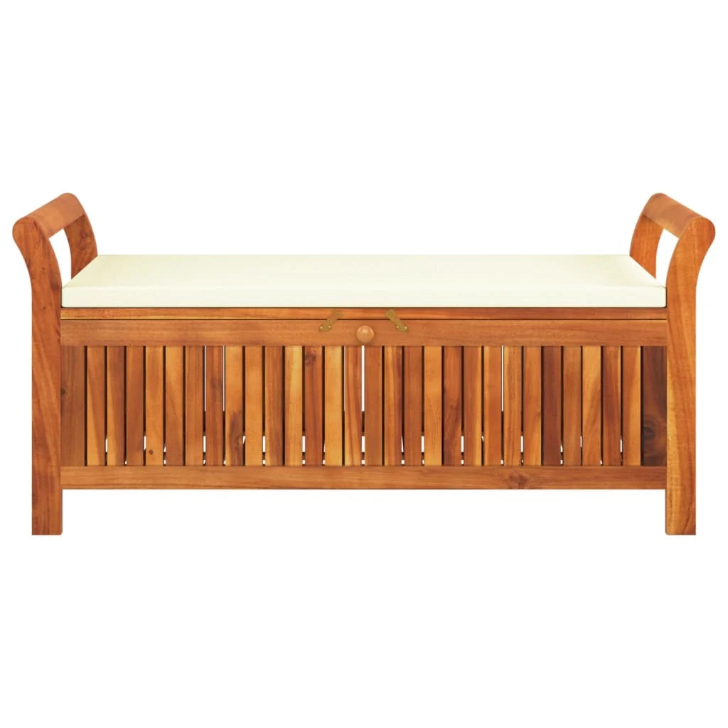Panca da giardino mobili da esterno per patio contenitore da giardino per terrazza con cuscino 126 cm legno di acacia 02_0011808