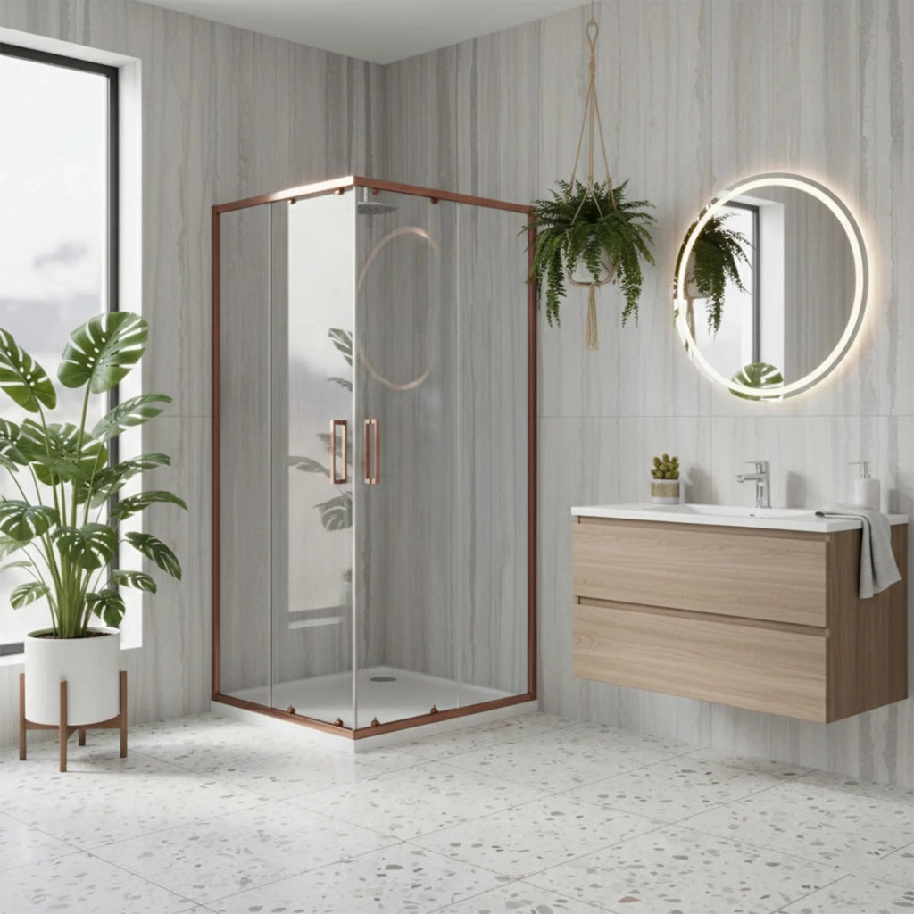 Cabina Doccia Rea City 80x80 Copperbrush senza piatto doccia