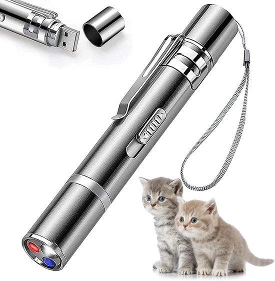 Giocattoli per gatti Laserpointer per interni, ricaricabile, 7 steli regolabili, luce rossa, giocattoli interattivi per gatti e cani per tenere impegnati i cuccioli.