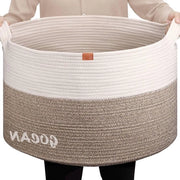 Set di 3 grandi contenitori di stoccaggio in juta intrecciata con maniglie - D55XH35 cm - Contenitori decorativi in juta per la stoccaggio della biancheria, la vestiario e la bagno