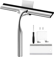 Strumento per pulire vetri in acciaio inossidabile da parete 25 cm con accessorio da parete e kit di pulizia per rotture per uso in bagno, cucina, finestre e auto.
