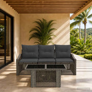 Set Divano da Giardino 4 pz Grigio e Grigio Scuro polyrattan 3437198