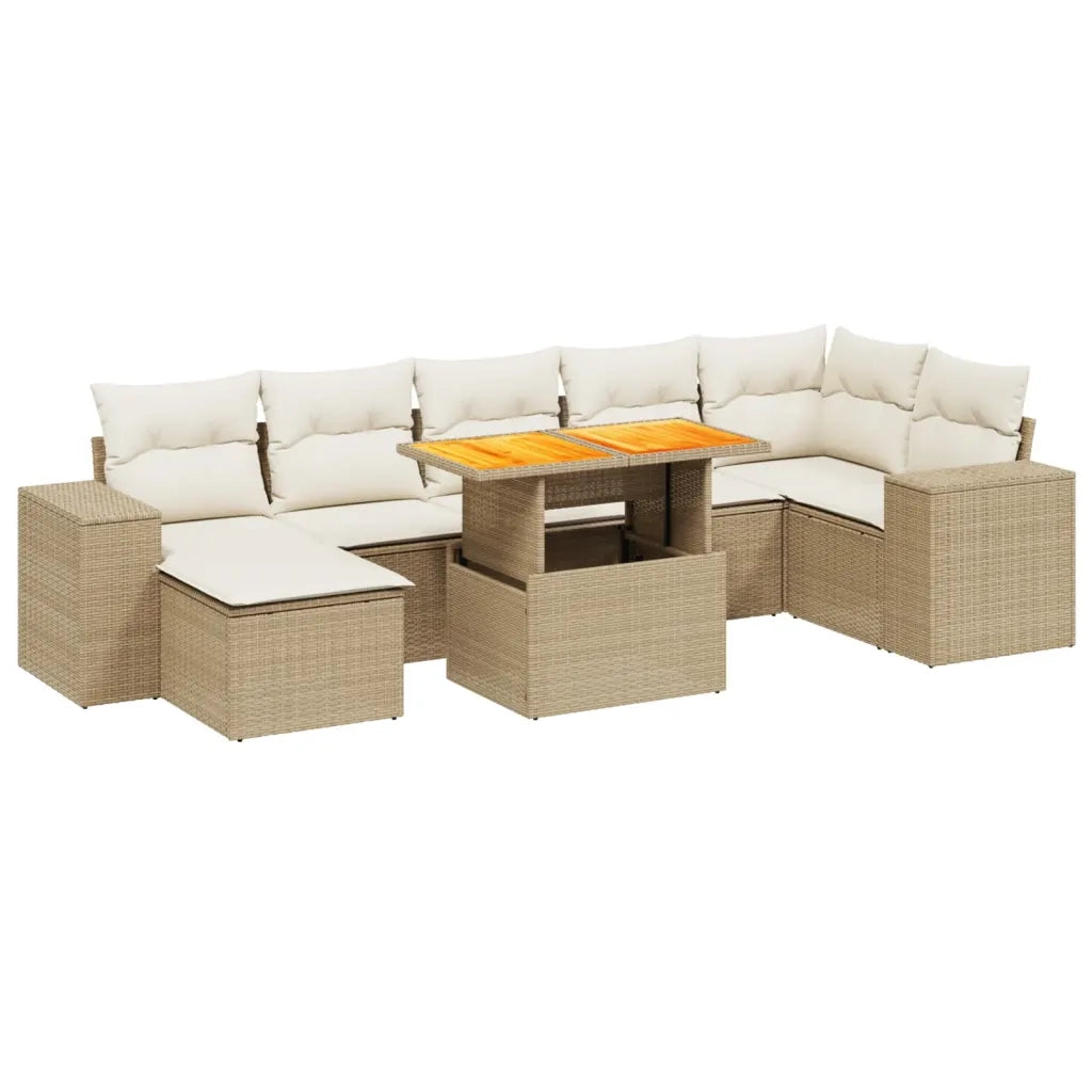 Set Divano da Giardino 8 pz con Cuscini Beige in Polyrattan 3272745