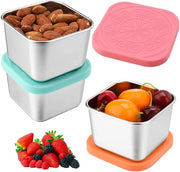 Scatola da snack per bambini 3 pezzi, 180 ml contenitore in acciaio inossidabile senza lattosio con coperchio, piccolo contenitore con coperchio, contenitori per congelatore per snack, yogurt, insalata, salse, pranzo