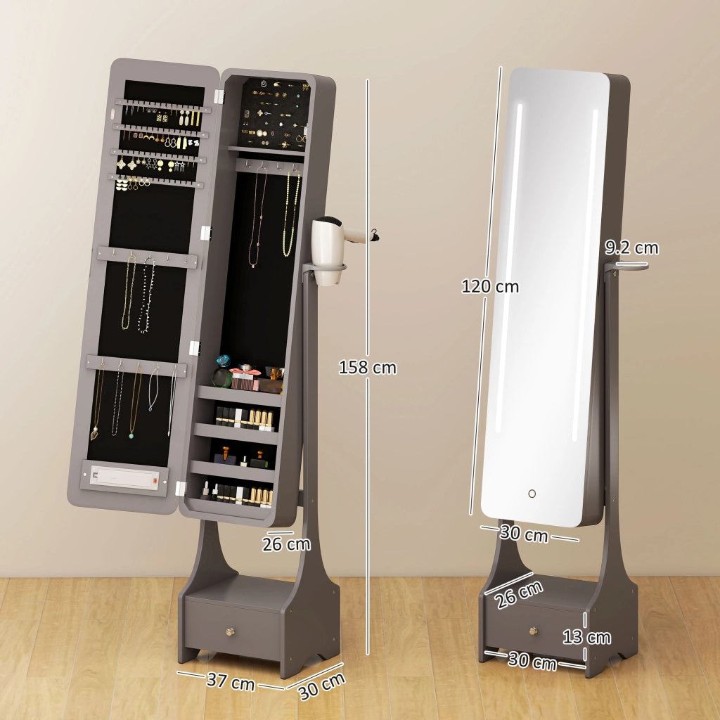 Armadio Joyero con Specchio e Luci LED ¨C zephmum ¨C Grigio