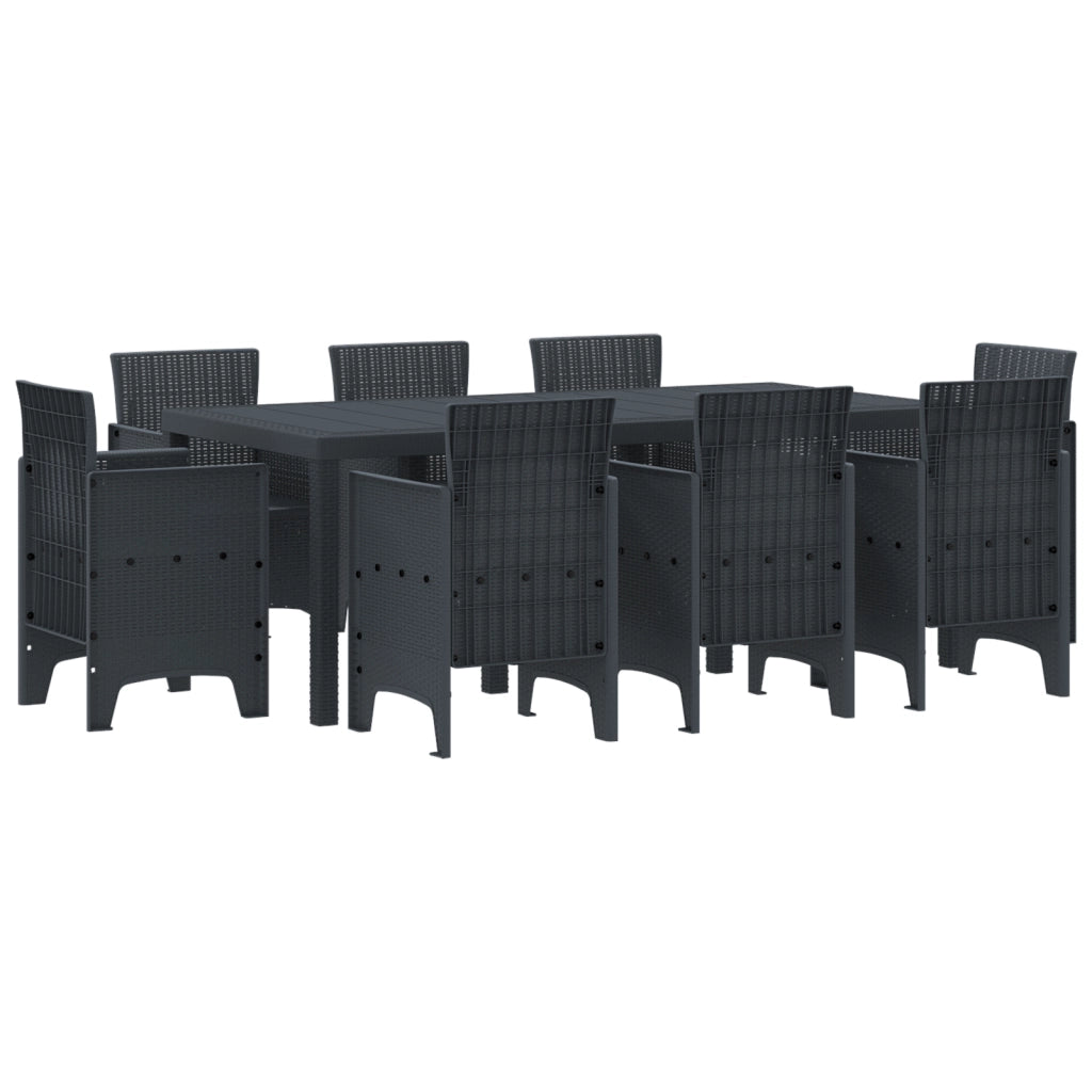 Set da Pranzo da Giardino da 9 Pezzi Antracite Polirattan