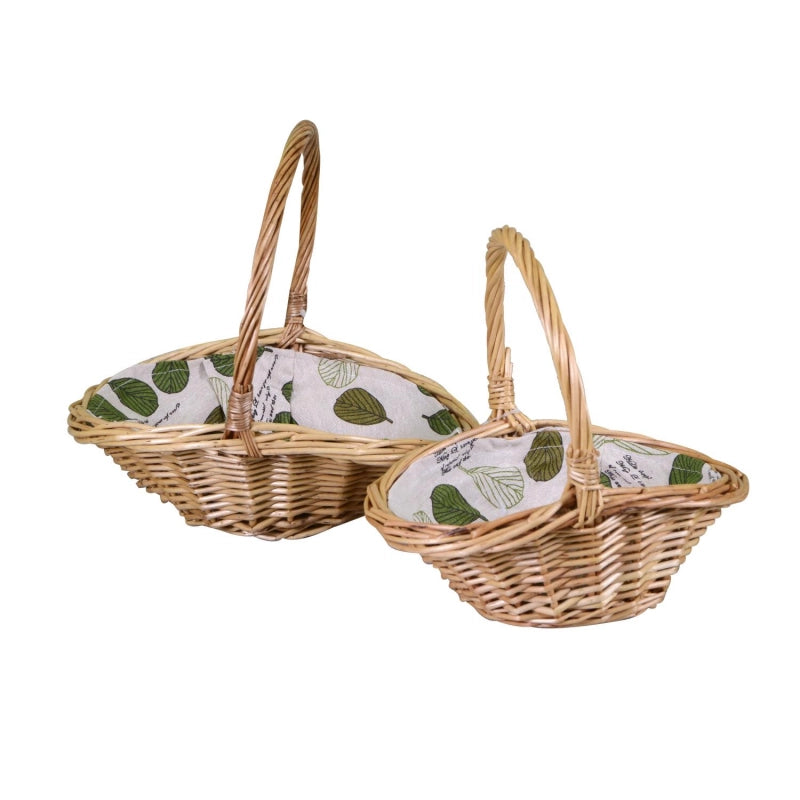 Cesto vimini 1-2 con fodera naturale ovale cm 28x21,5h24