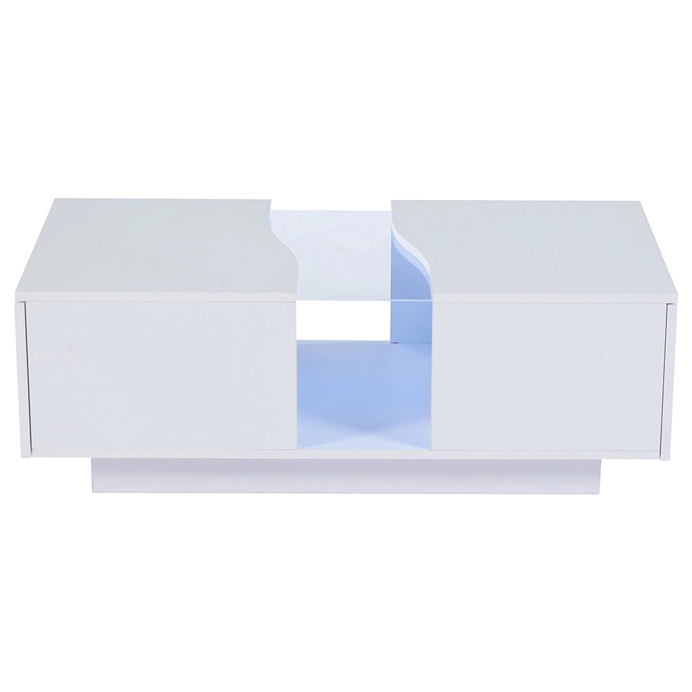Tavolino-Xylo-100x50x35cm bianco 2 cassetti LED acrilico