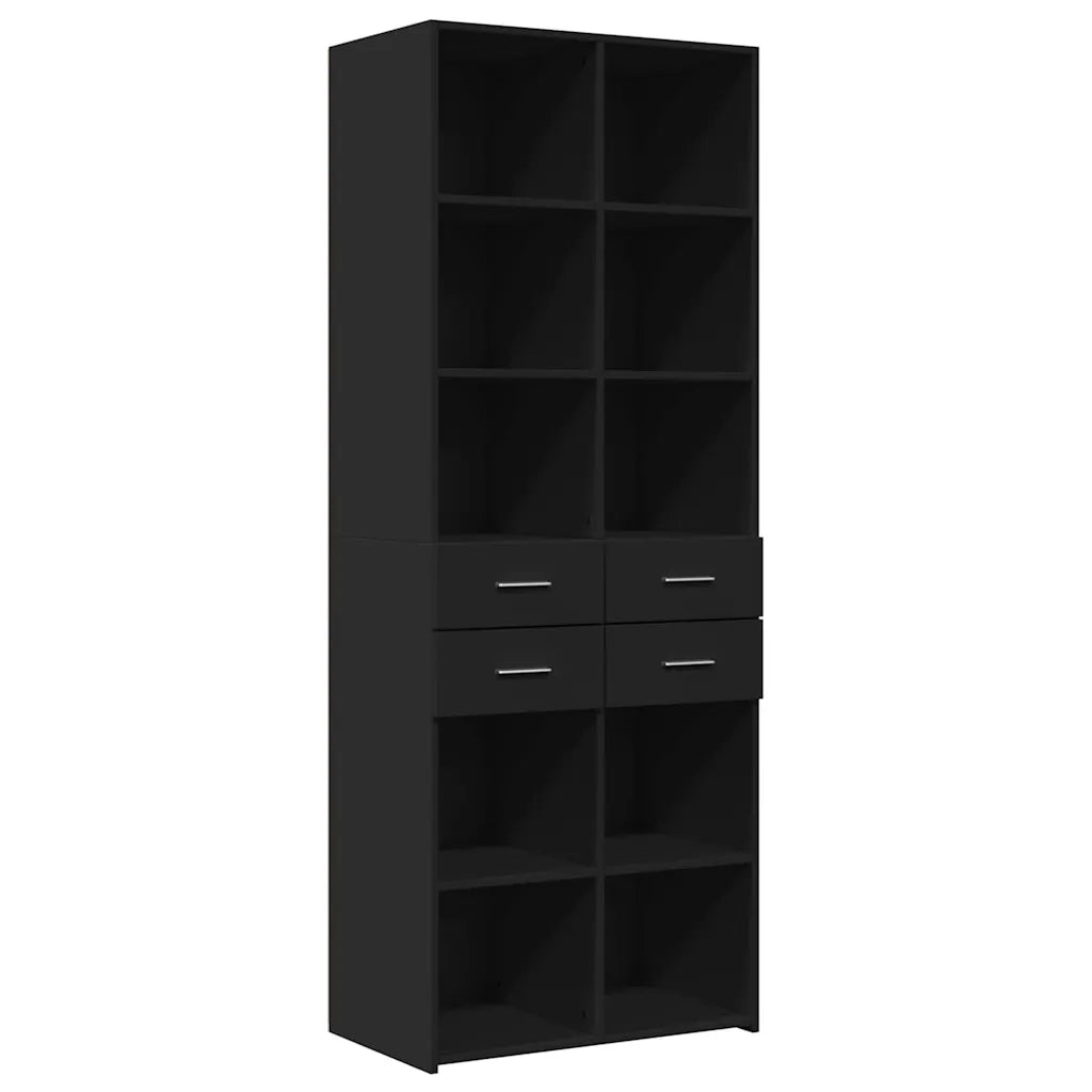 Credenza | Madia | Buffet da pranzo | Armadio da pranzo Nera 70x42,5x185 cm in Legno Multistrato