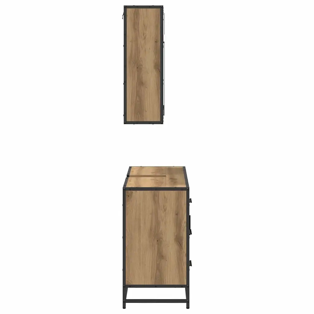 vidaXL Set di mobili per il bagno con porta 2 pcs rovere artigianale