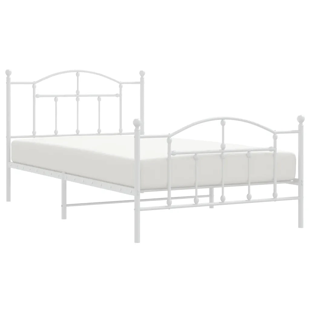 Giroletto con Testiera e Pediera-Struttura Letto Metallo Bianco 100x200 cm 798699