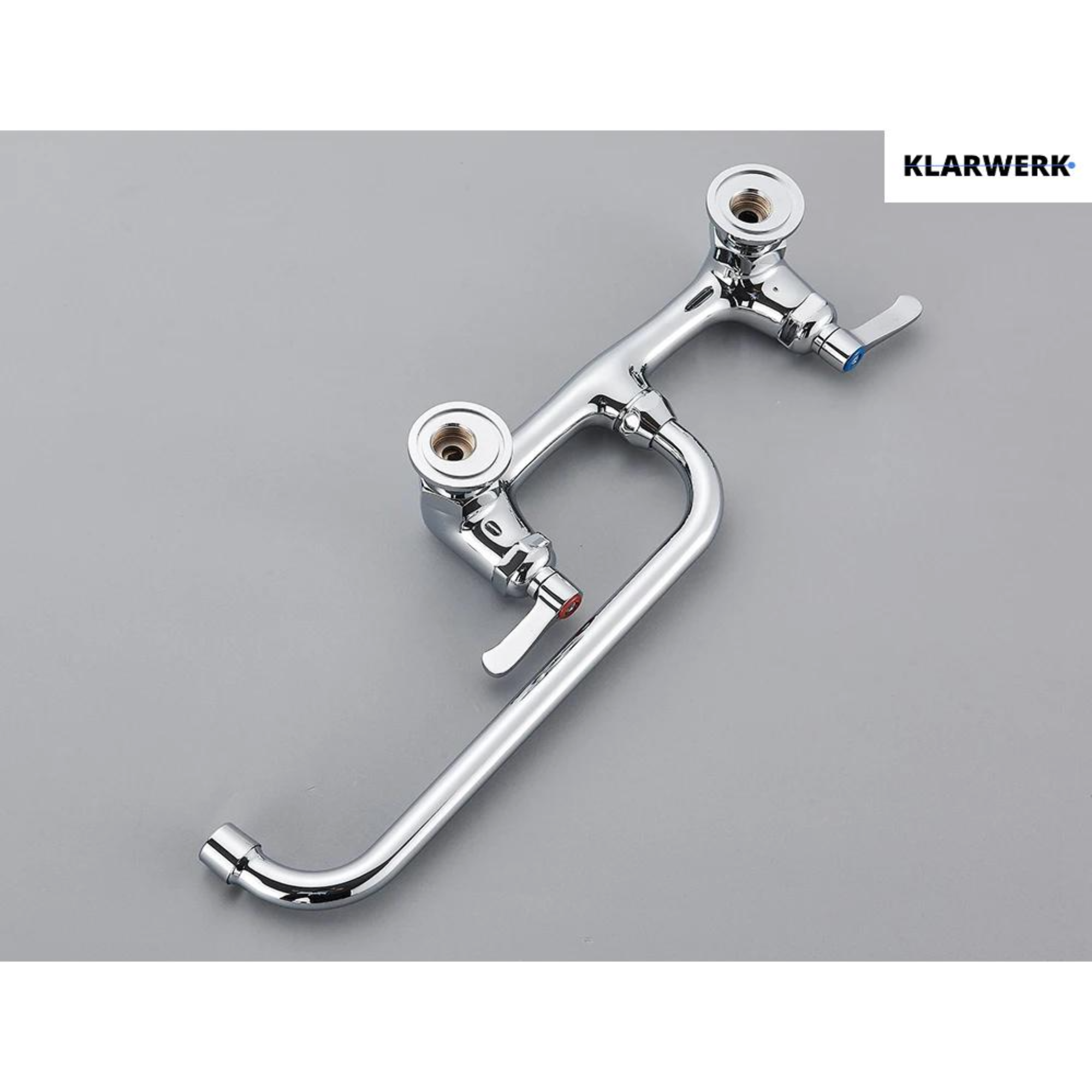 ALEX | rubinetto miscelatore da parete per ristorazione cromato | da cucina professionale in acciaio inox lungo e piatto |ristorante  bocca diritta