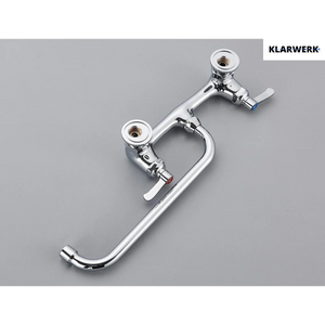 ALEX | rubinetto miscelatore da parete per ristorazione cromato | da cucina professionale in acciaio inox lungo e piatto |ristorante  bocca diritta