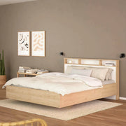 Letto piazza e mezza Zinasco, Sommier per camera da letto, Giroletto per stanza, Struttura porta materasso, 206x150 h97 cm, Rovere e Bianco