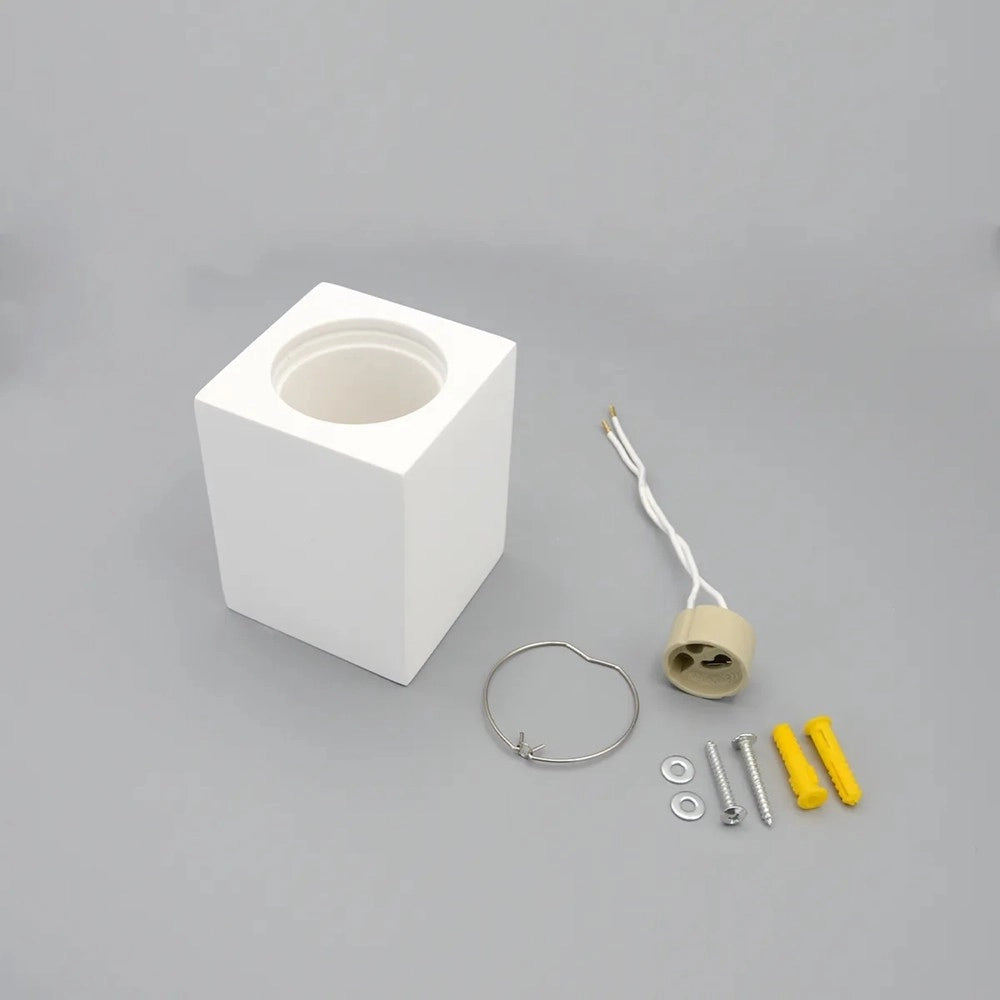Trade Shop - Porta Faretto Lampada Soffitto Quadrato In Gesso Attacco Gu10 H90mm Ip20 Gs-c90-q -