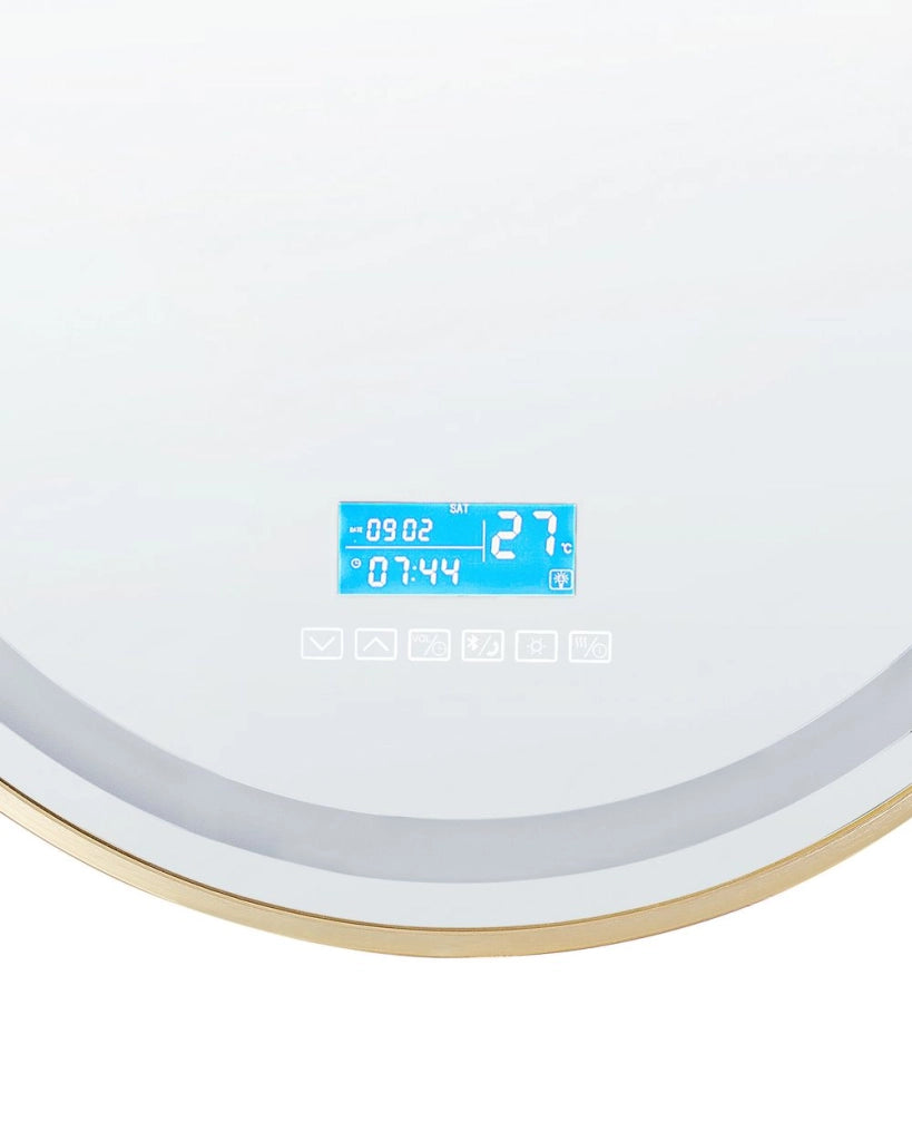 Specchio da bagno moderno a LED rotondo con altoparlante Bluetooth 60 x 60 cm Oro stile Glamour