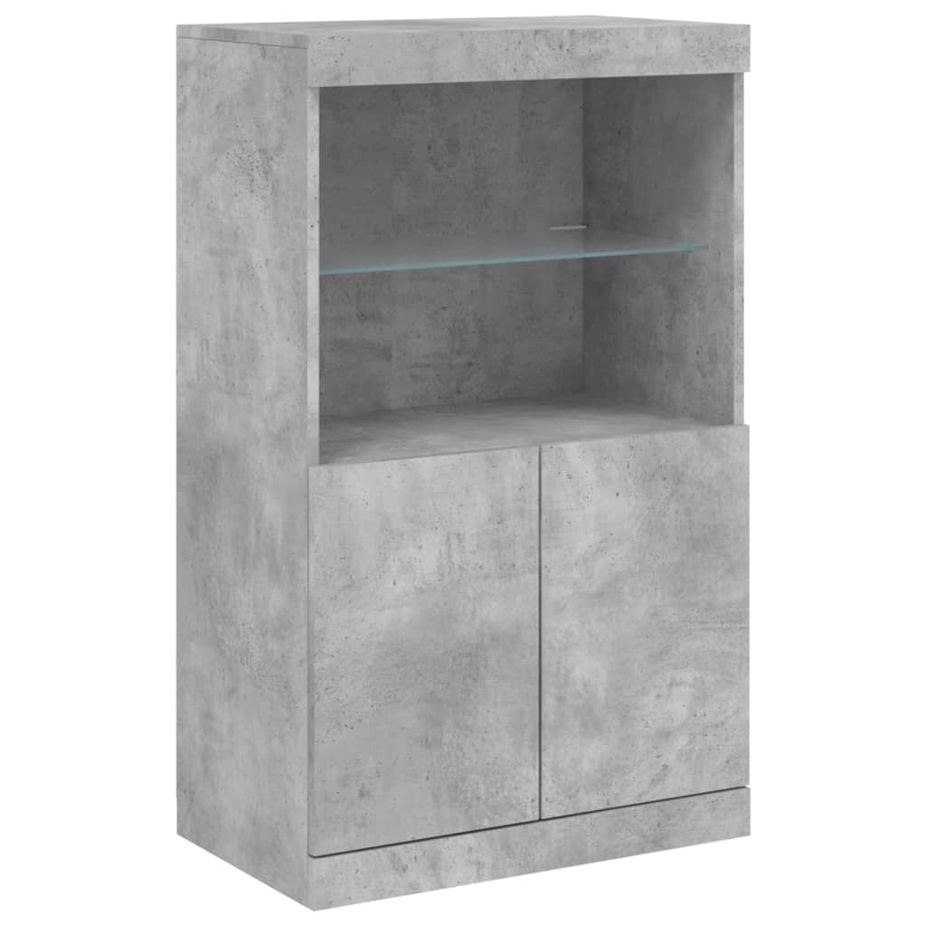 Buffet credenza cassettiera mobiletto mobile contenitore organizer per cucina soggiorno salotto con luci LED 60,5 x 37 x 100 cm grigio 02_0030001