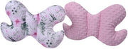 Sostegno Cervicale per Bambini in Cotone 100% / Minky per Auto, Carrello, Viaggio, Sdraio, Cuscino per Bambini (Fiori con Rosa Minky)