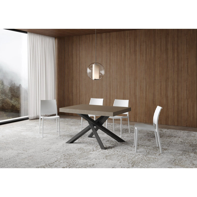 Tavolo allungabile 120/380x90 cm Volantis telaio Antracite - Tortora