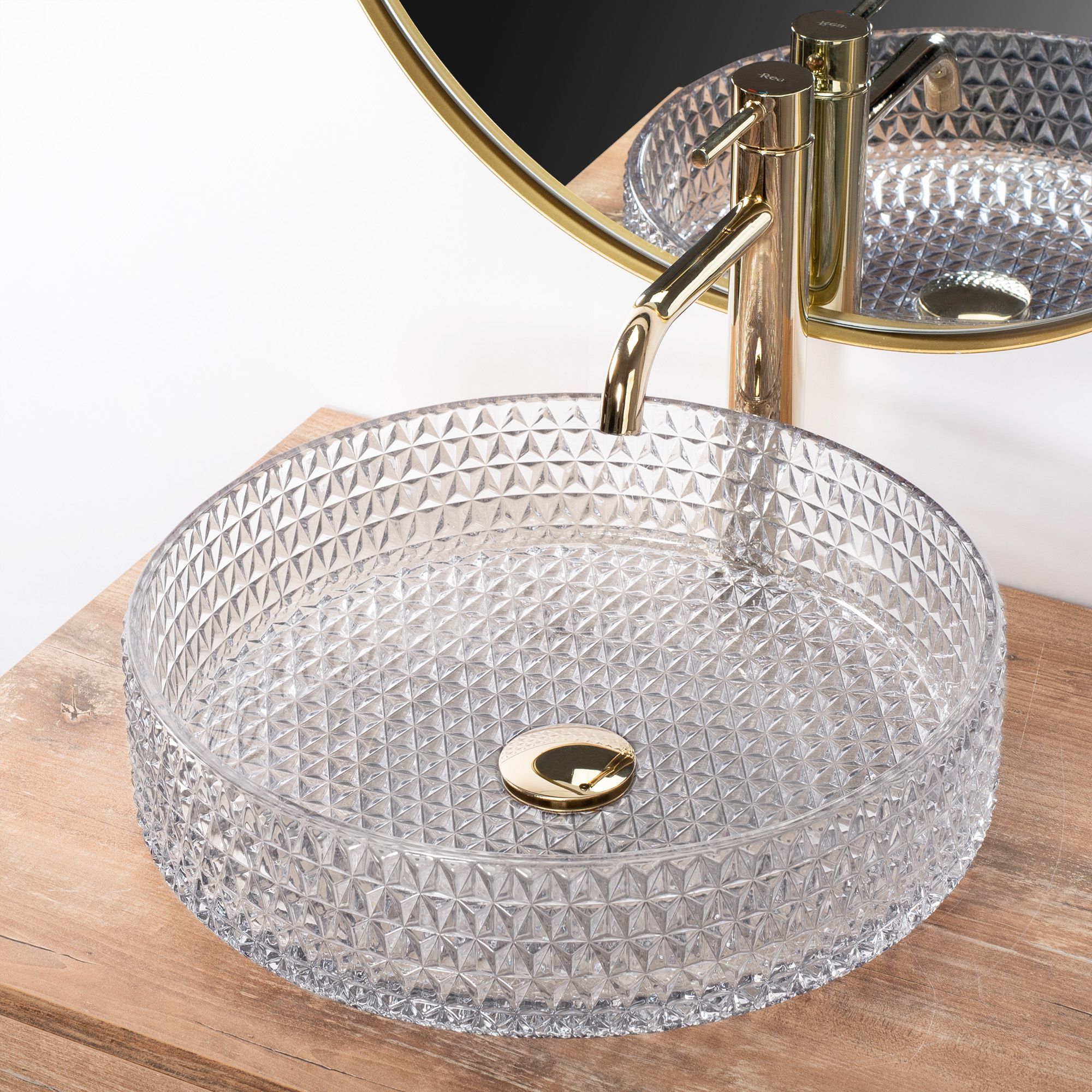 Lavabo Da Appoggio Rea Cristal Transparent 39