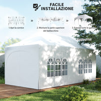Gazebo da Giardino Pieghevole 3x6 m con Pareti Rimovibili e Borsa di Trasporto Bianco